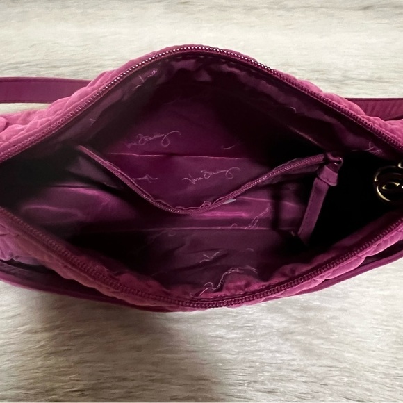 VERA BRADLEY Microfiber Hawthorn Rose Pink Small Shoulder Bag Quilted Baguette - Picture 10 of 11